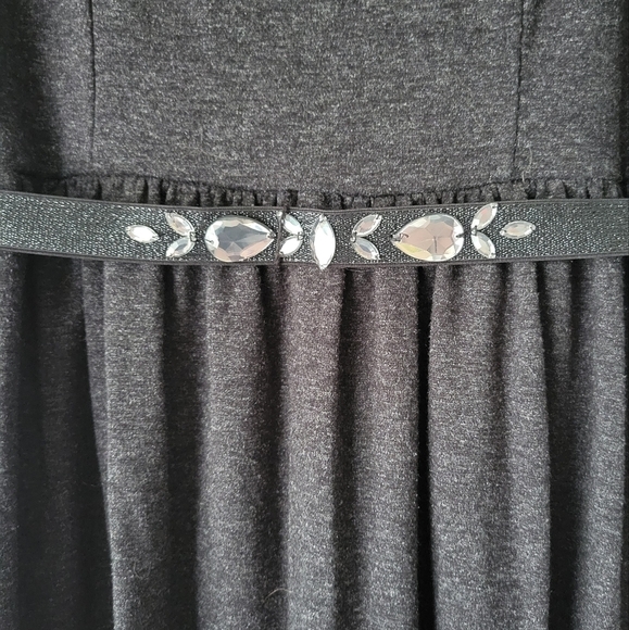 Black Midi Cocktail Dress Summer with Belt Size 6 - Picture 2 of 6